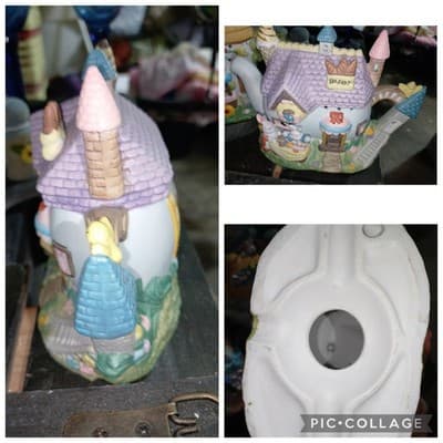 Vintage Ceramic House Teapot Novelty Figurine | "Bakery" Cottage Core Decor - Image 1