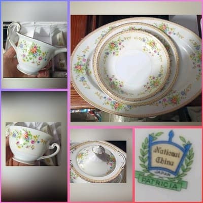 16-Pc National China Patricia Set - NO CHIPS - 15.5" XL Platter, Sugar/Creamer, - Image 1
