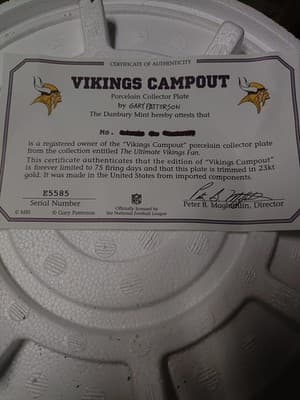 2 Danbury Mint Ultimate Vikings Fan Collector Plates Gary Patterson 8” - Thumbnail 4