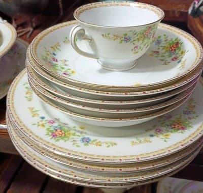 14-Pc Vintage National China Patricia Set - Service for 4 + Serving Platter &... - Thumbnail 2