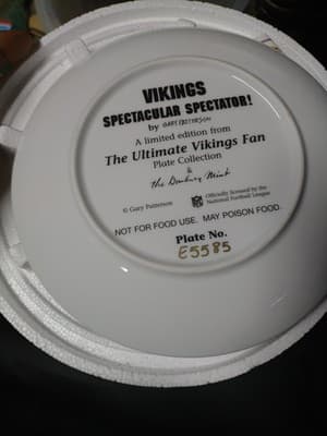 2 Danbury Mint Ultimate Vikings Fan Collector Plates Gary Patterson 8” - Thumbnail 6