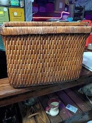 1Woven Rattan Hanging File Folder Basket Office Organizer with Metal Rails 16" - Thumbnail 2