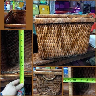 1Woven Rattan Hanging File Folder Basket Office Organizer with Metal Rails 16" - Image 1