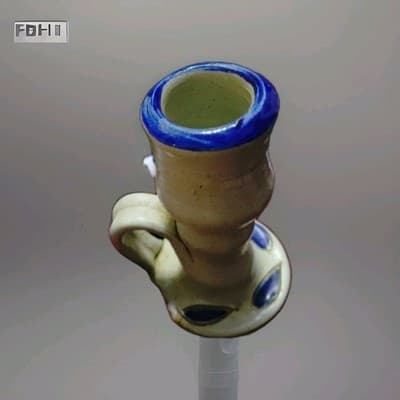 Williamsburg Pottery Salt Glaze Cobalt Blue Stoneware Candle Holder 4” Tall - Image 1