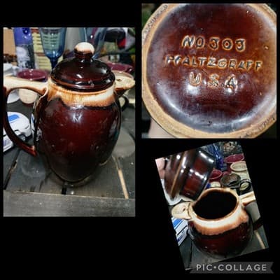 Vintage Pfaltzgraff Gourmet Brown Drip Glaze Coffee Pot Pitcher Carafe NO 303... - Image 1