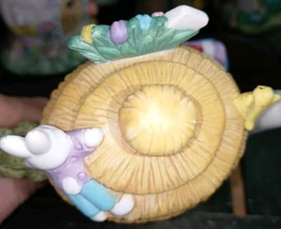 Vintage Easter Village Teapot House Figurine Violets Flowers Hand Painted... - Thumbnail 6