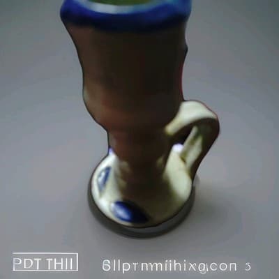 Williamsburg Pottery Salt Glaze Cobalt Blue Stoneware Candle Holder 4” Tall - Thumbnail 3