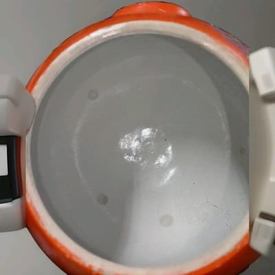 Vintage Cookie Jar Ransburg Orange Flowered Ball Stoneware Crock Hand Painted - Thumbnail 7