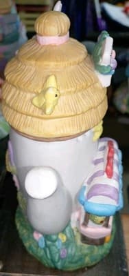 Vintage Easter Village Teapot House Figurine Violets Flowers Hand Painted... - Thumbnail 4