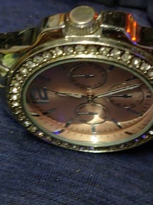 Pink Analog Wristwatch With Pink Hands. With Some Bling Around The Outside. - Thumbnail 7