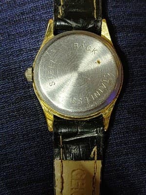 Fashion Watch Women Gold Tone White Dial Black Leather Band New Battery 7.5" - Thumbnail 4