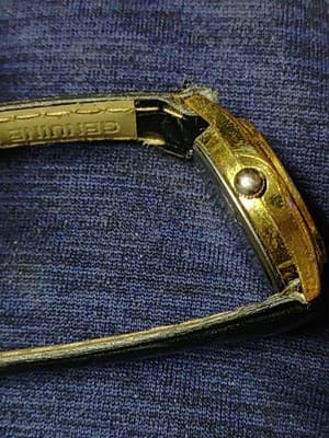 Fashion Watch Women Gold Tone White Dial Black Leather Band New Battery 7.5" - Thumbnail 9