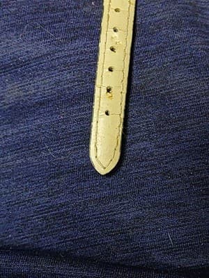 Fashion Watch Women Gold Tone White Dial Black Leather Band New Battery 7.5" - Thumbnail 6