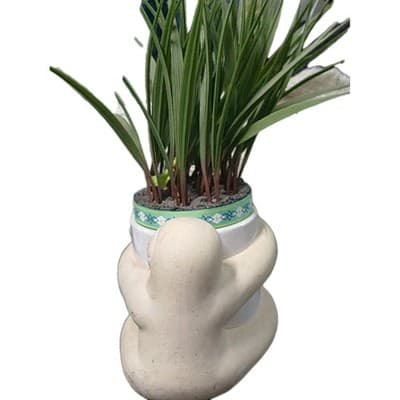 Cute Hanging On Sloth Ceramic Planters Pottery Flower Pot With Fake Grass - Thumbnail 5