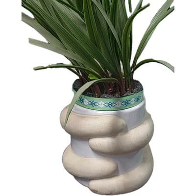 Cute Hanging On Sloth Ceramic Planters Pottery Flower Pot With Fake Grass - Thumbnail 4