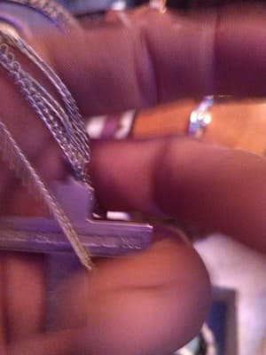 Vintage Necklace jewelry silver tone cross Cruciix Christian G47 - Thumbnail 3