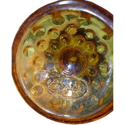 VTG MCM Fenton Amber Swung Glass Hobnail Bud Vase 10" Footed Excellent - Thumbnail 4