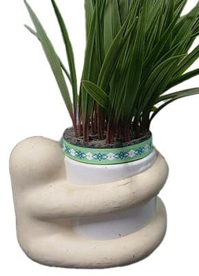 Cute Hanging On Sloth Ceramic Planters Pottery Flower Pot With Fake Grass - Thumbnail 3