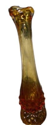 VTG MCM Fenton Amber Swung Glass Hobnail Bud Vase 10" Footed Excellent - Thumbnail 2