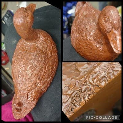 Vintage Red Mill Handcrafted USA 8” Brown Pecan Resin Textured Duck Figurine - Image 1