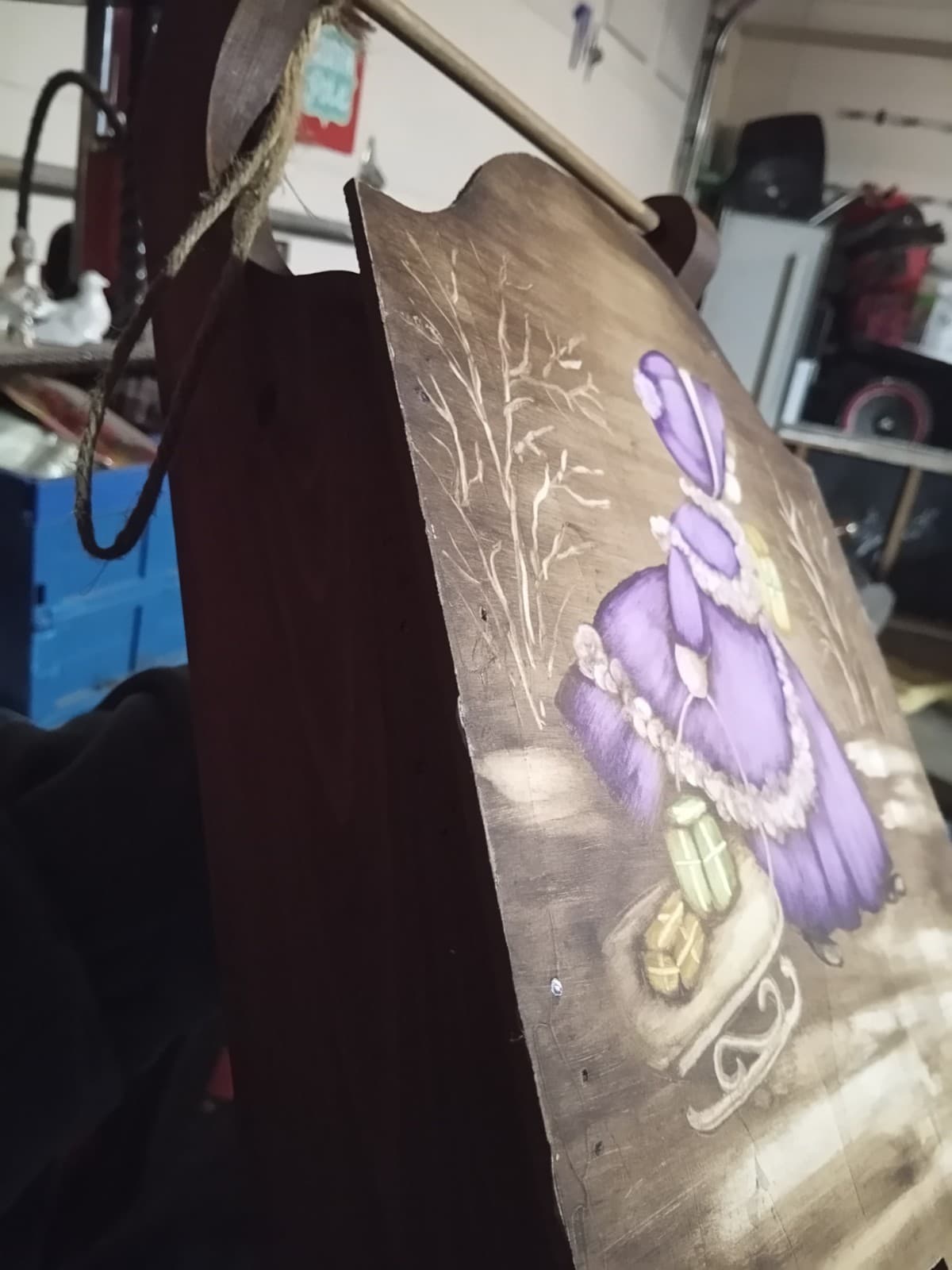 2007 wooden sled with a beautiful painting by Nina Stachewiez. - Thumbnail 2