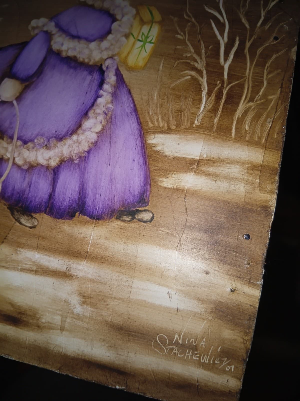 2007 wooden sled with a beautiful painting by Nina Stachewiez. - Thumbnail 4