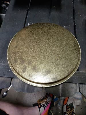 Vintage US Texas State White And Gold Round Metal Souvenir Serving Tray Platter - Thumbnail 2