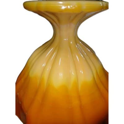 Vintage L.E. Smith Bittersweet Mid Century Modern Slag Glass Compote Dish - Thumbnail 7