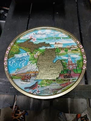 Vintage Mid Century Michigan Tin Tray Serving Wall Decor Henry Ford Museum - Image 1