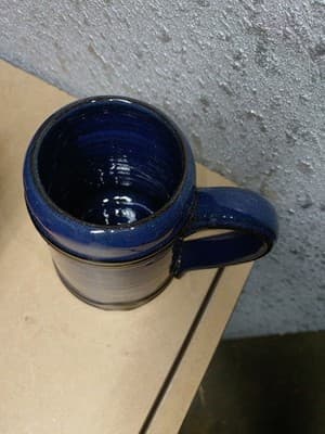 Pair 1986 MN Renaissance Festival Mugs Deneen Pottery Blue Diamond Medallion... - Thumbnail 5