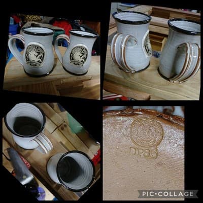 Pair Vintage 1985 Minnesota Renaissance Festival 15th Anniv Mugs Deneen Pottery - Image 1