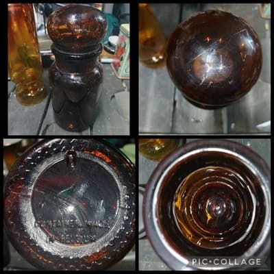 Vintage Amber Glass Bubble Top Jar Made in Belgium, Apothecary Jar, MCM Decor - Image 1
