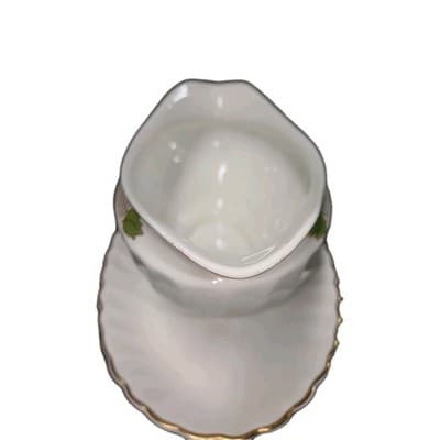 Syracuse China CHAMPLAIN Gravy Boat & Attached Underplate - Gold Swirl Leaf - Thumbnail 3