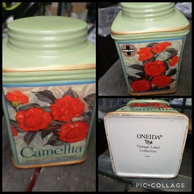 Oneida Ceramic Vintage Label Camellia Canister - Image 1