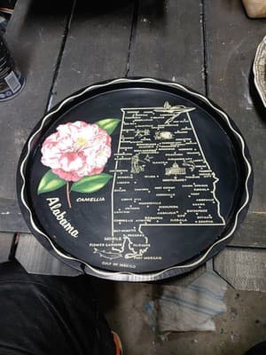 Alabama State Metal Tray Vintage Collectible Travel Souvenir 10.75” - Image 1