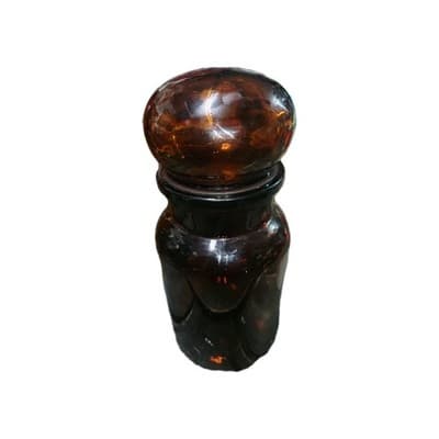 Vintage Amber Glass Bubble Top Jar Made in Belgium, Apothecary Jar, MCM Decor - Thumbnail 3