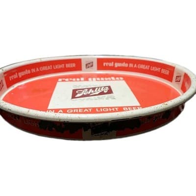 Vintage Schlitz Real Gusto Beer Metal Serving Tray Has Some Dents and Scratches - Thumbnail 2
