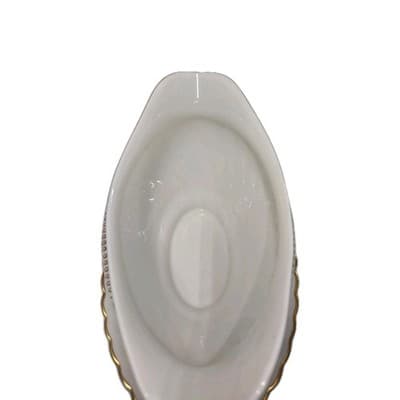 Syracuse China CHAMPLAIN Gravy Boat & Attached Underplate - Gold Swirl Leaf - Thumbnail 4