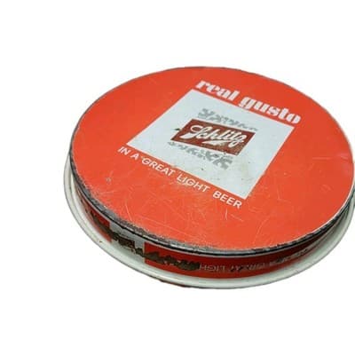 Vintage Schlitz Real Gusto Beer Metal Serving Tray Has Some Dents and Scratches - Thumbnail 3