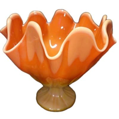 Vintage L.E. Smith Bittersweet Mid Century Modern Slag Glass Compote Dish - Thumbnail 5