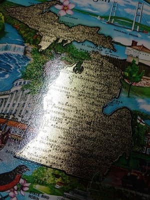 Vintage Mid Century Michigan Tin Tray Serving Wall Decor Henry Ford Museum - Thumbnail 3