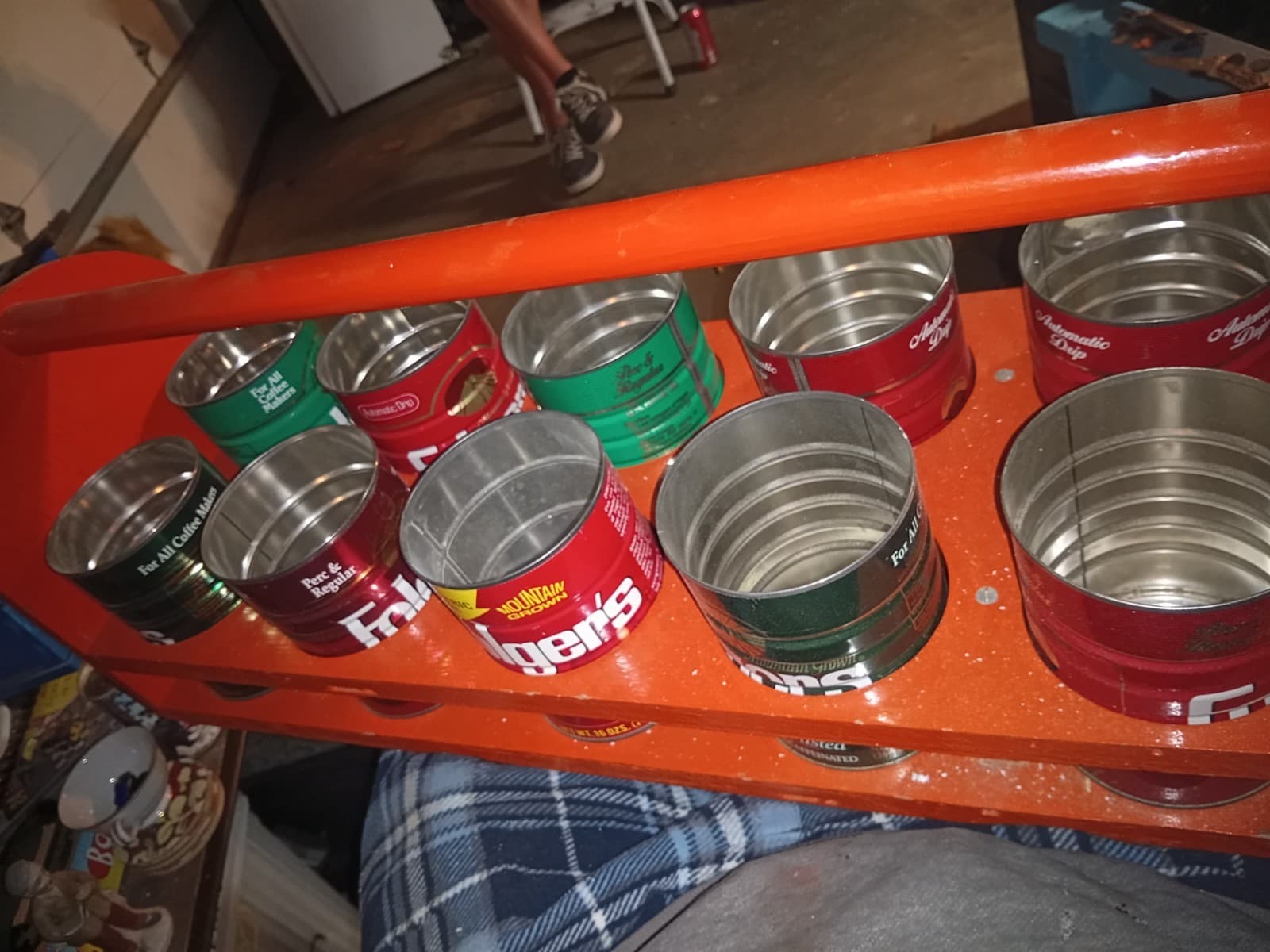 10 13oz coffee can organizer carrier/planter wooden. - Thumbnail 2