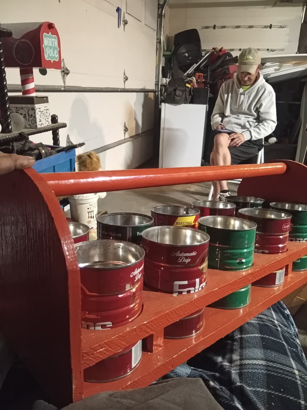 10 13oz coffee can organizer carrier/planter wooden. - Thumbnail 3