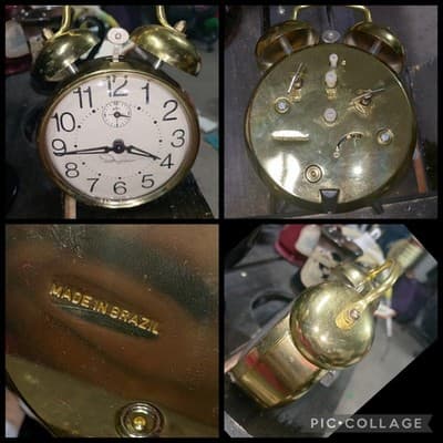 Vintage Gold Toned Ingraham Twin Bell Nightstand Alarm Clock - Image 1