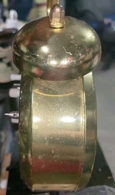 Vintage Gold Toned Ingraham Twin Bell Nightstand Alarm Clock - Thumbnail 4