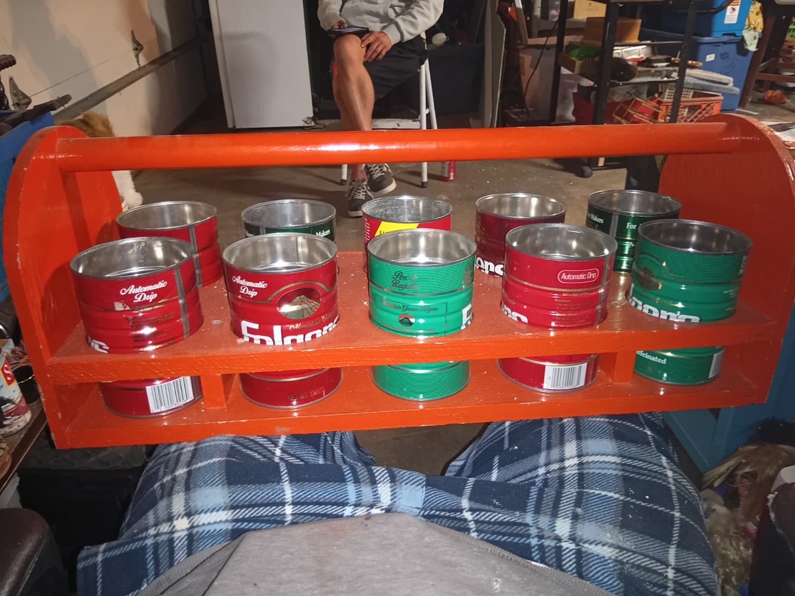 10 13oz coffee can organizer carrier/planter wooden. - Thumbnail 4