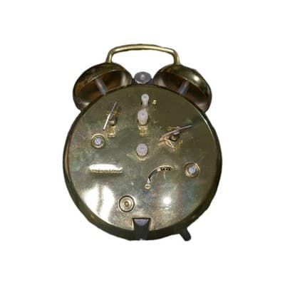 Vintage Gold Toned Ingraham Twin Bell Nightstand Alarm Clock - Thumbnail 7