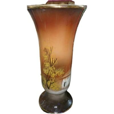 Antique Hand Painted In Portugal Porcelain Vase sign PV 1904 Country Scene - Thumbnail 5