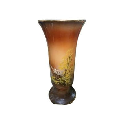 Antique Hand Painted In Portugal Porcelain Vase sign PV 1904 Country Scene - Thumbnail 3