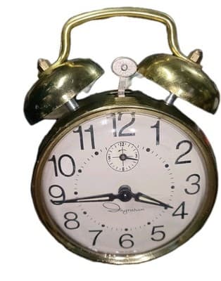 Vintage Gold Toned Ingraham Twin Bell Nightstand Alarm Clock - Thumbnail 2